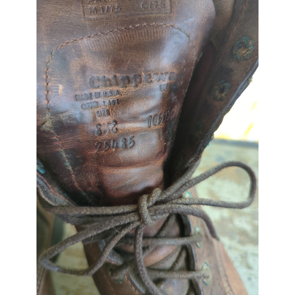 🇺🇸 Vintage Chippewa 9" Shaft Crazy Horse Steel Toe Super Logger Boot Sz 8.5 E - Picture 9 of 13